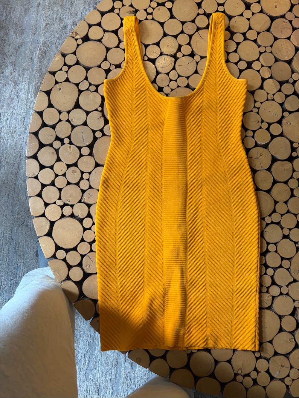 Herve Leger Knit Bodycon Dress in Mustard Yellow size medium - Picture 3 of 4